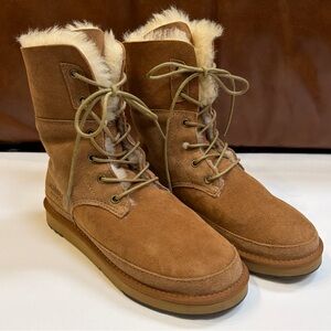 AU&MU Shearling & Suede Winter Mid-Calf Lace-up Boots AUMU Size 7